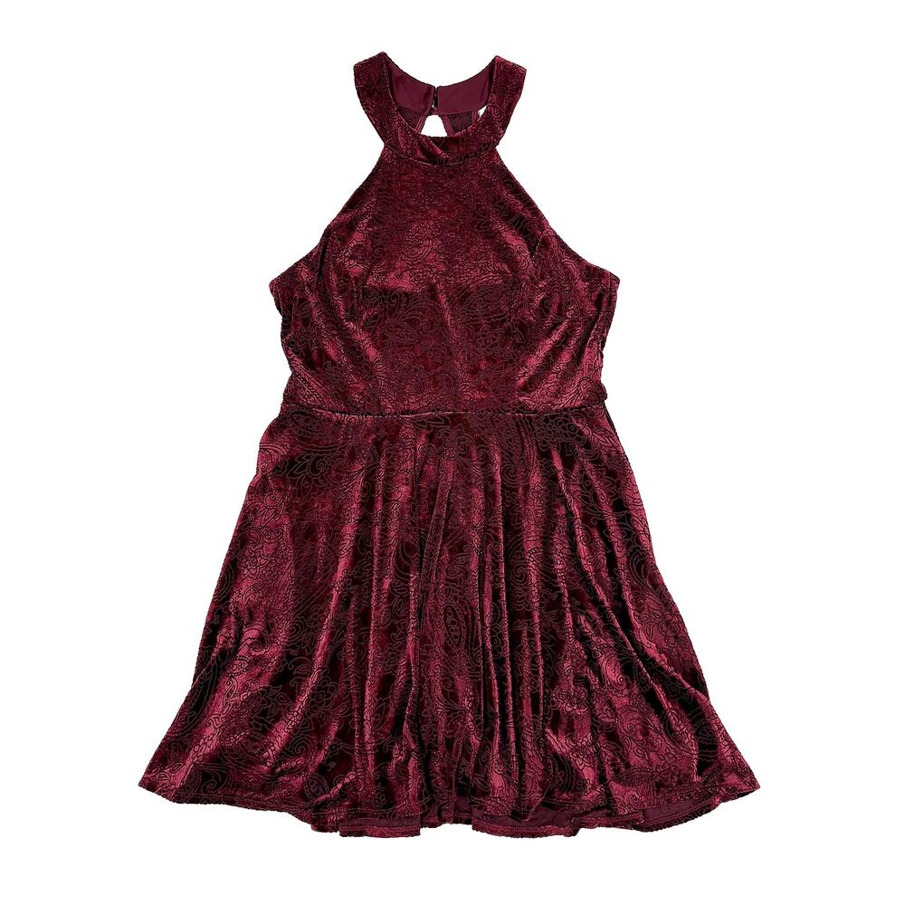 Teeze Me Velvet Dress Y2K VTG Womens 15 L Burgundy Homecoming HOCO Made USA